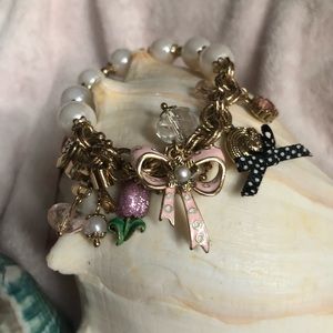 Betsey Johnson Roses & Bows Charm Bracelet